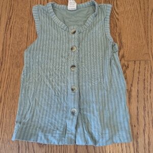 Kate Quinn Bamboo 18-24 Months Sleeveless Button Down Tank Top Green Striped